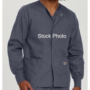 New ~ Scrub Zone by Landau Unisex 3-Pocket Warm-Up Scrub Jacket 75231 ~ Grey